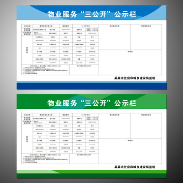 物业服务三公开公示栏