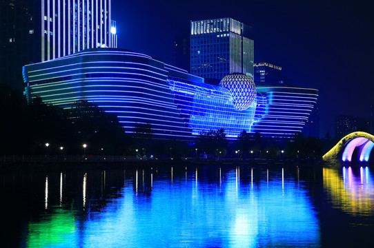 杭州滨江区城市夜景