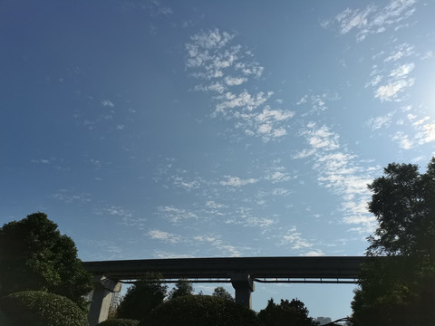 重庆轻轨轨道阳光蓝天