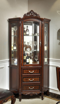 新美式实木家具透明玻璃酒柜