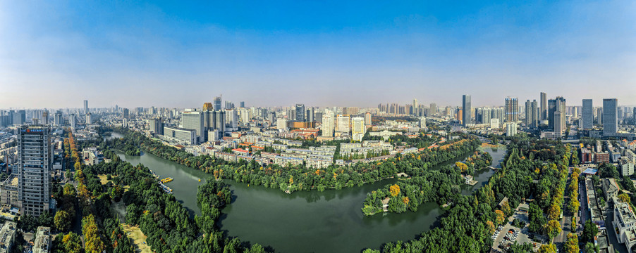 中国安徽合肥包公园景区全景航拍