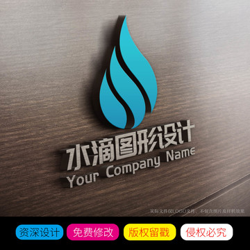 蓝色动感时尚水滴图形LOGO