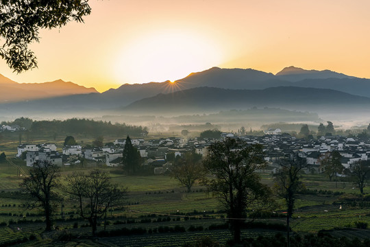 日出山村秋色美