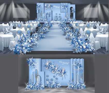 简约蓝色婚礼效果图设计