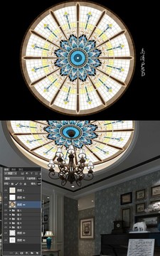 教堂玻璃大圆形吊顶