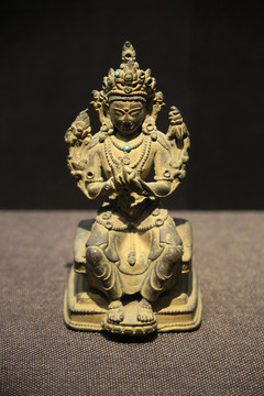 鎏金弥勒佛铜坐像清代