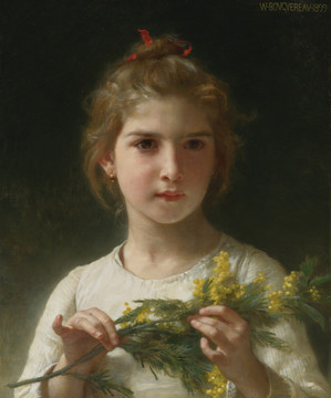 威廉·阿道夫·布格罗拿着花的女孩