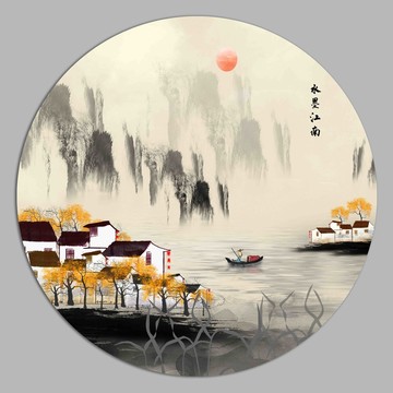 抽象江南山水装饰画