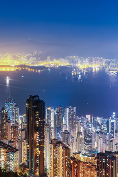 航拍香港高楼大厦夜景