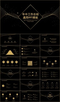 黑金商务年中工作总结汇报PPT