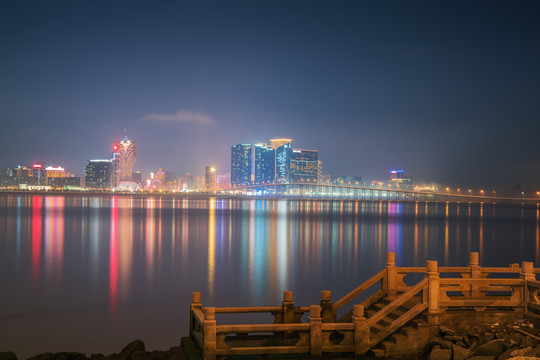 中国澳门城市建筑天际线滨海风光
