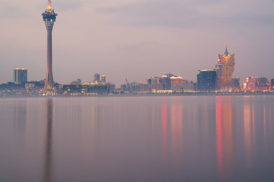 中国澳门城市建筑天际线滨海风光