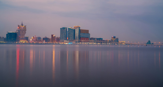 中国澳门城市建筑天际线滨海风光