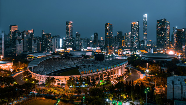 赛博朋克风广州夜景