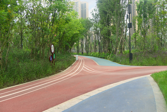 成都东风渠绿道公园彩色健身步道