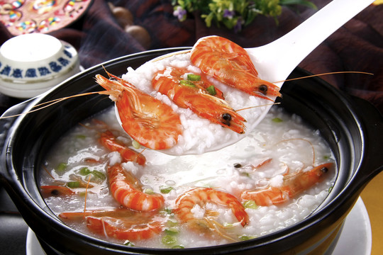 砂锅鲜虾粥