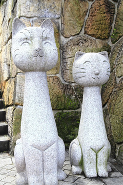 双猫石雕