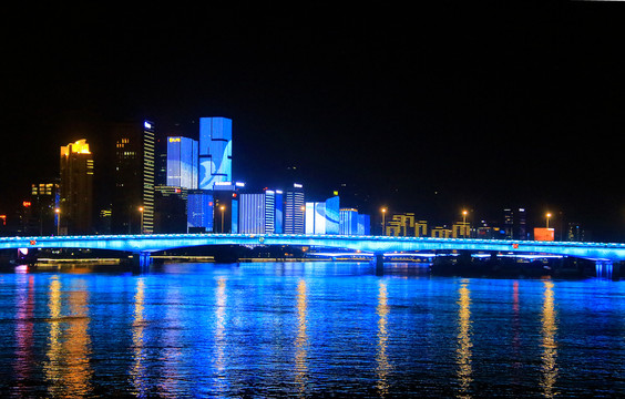 福建福州闽江夜游夜景