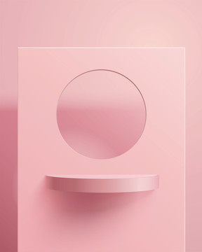 直幅粉红色展示台三维图