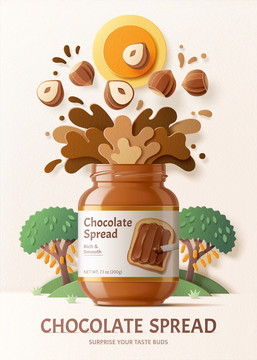 卡通插图风格的巧克力酱海报