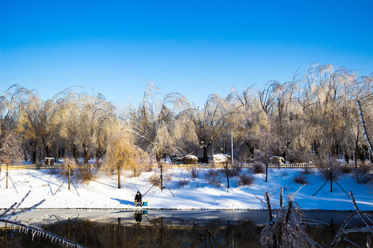 雪后的河岸