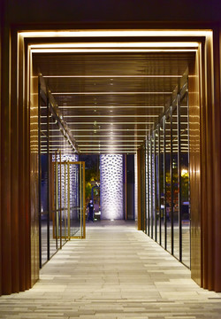 现代风格的金色走廊
