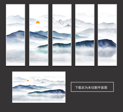 新中式轻奢意境水墨山水装饰画