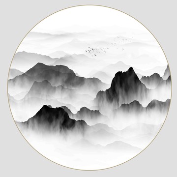 水墨山