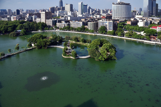 南昌八一公园百花洲城市风光