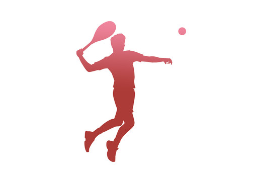 手绘人物剪影男子网球运动插画