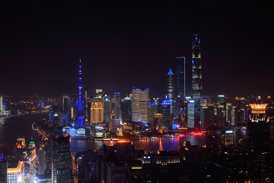上海黄浦江光影秀城市风光夜景
