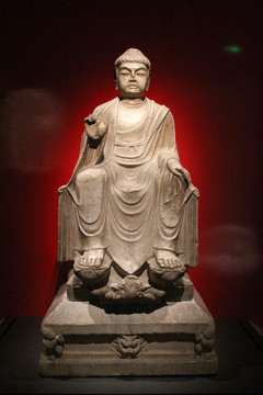 唐代汉白玉弥勒佛坐像