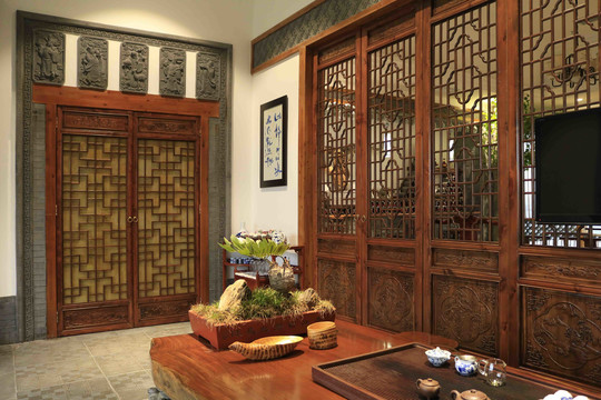 新中式唐语砖雕别墅室内装修设计