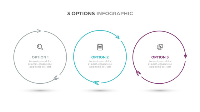 线条风圆形三选项信息图表