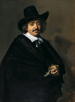 弗朗斯·哈尔斯欧洲黑衣男士油画