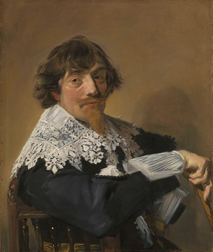 弗兰斯·哈尔斯坐在椅子上的贵族男人油画
