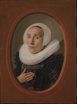 弗兰斯·哈尔斯镜子的贵族老夫人油画