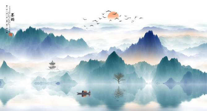 新中式山水壁画