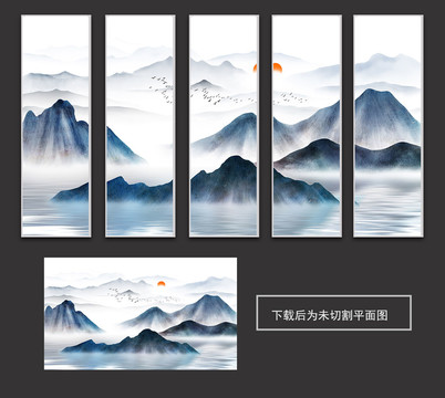 新中式轻奢意境水墨山水装饰画
