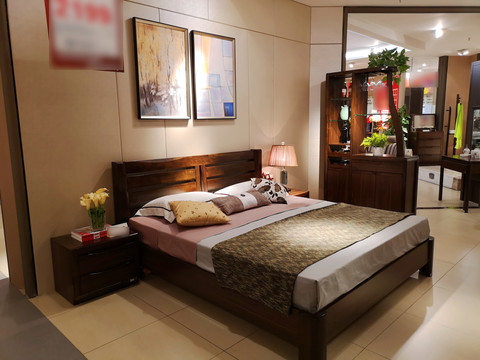 中式实木卧室家具