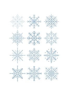原创圣诞节漂浮蓝色雪花元素