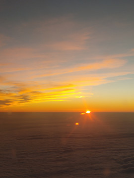 飞机窗外夕阳