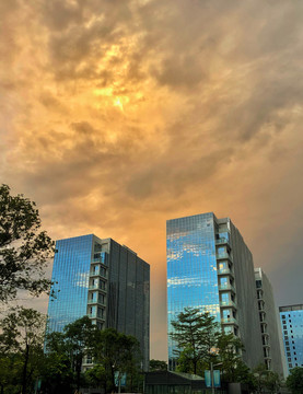 城市夕阳