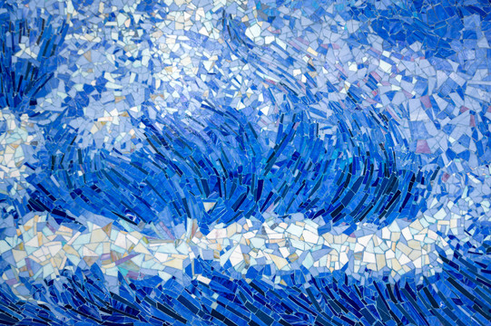 蓝色波浪抽象马赛克背景