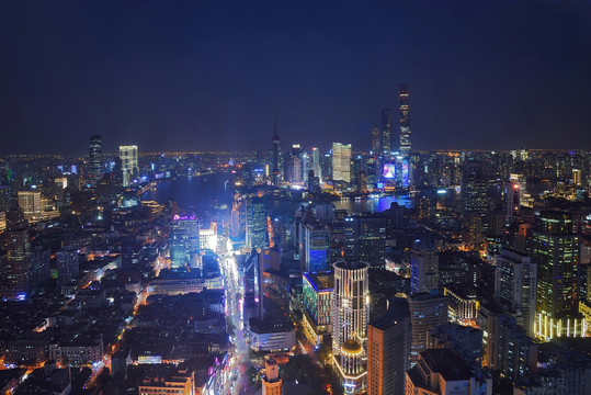 上海浦东陆家嘴城市风光夜景