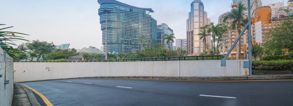 澳门现代建筑天际线和城市街景