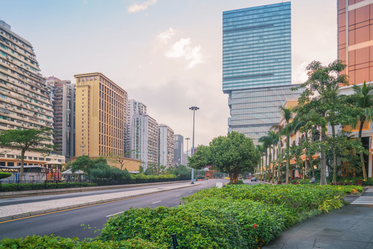 澳门现代建筑天际线和城市街景