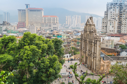 俯瞰澳门城市建筑天际线全景