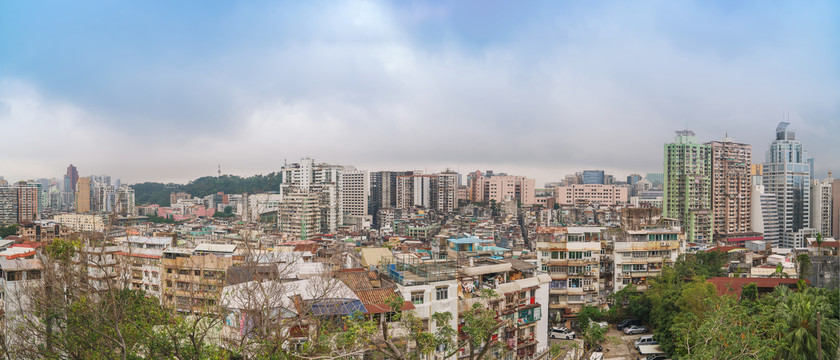 俯瞰澳门城市建筑天际线全景