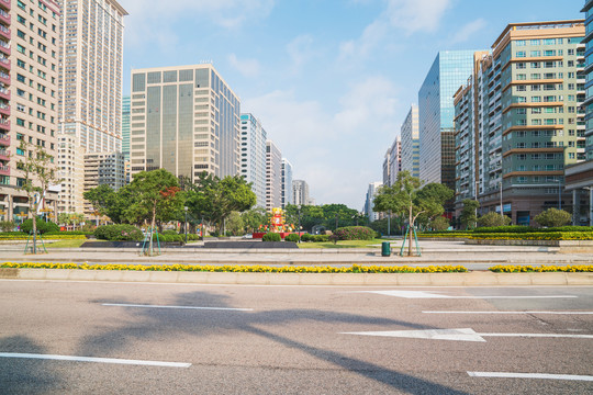 澳门现代建筑和街景和道路交通